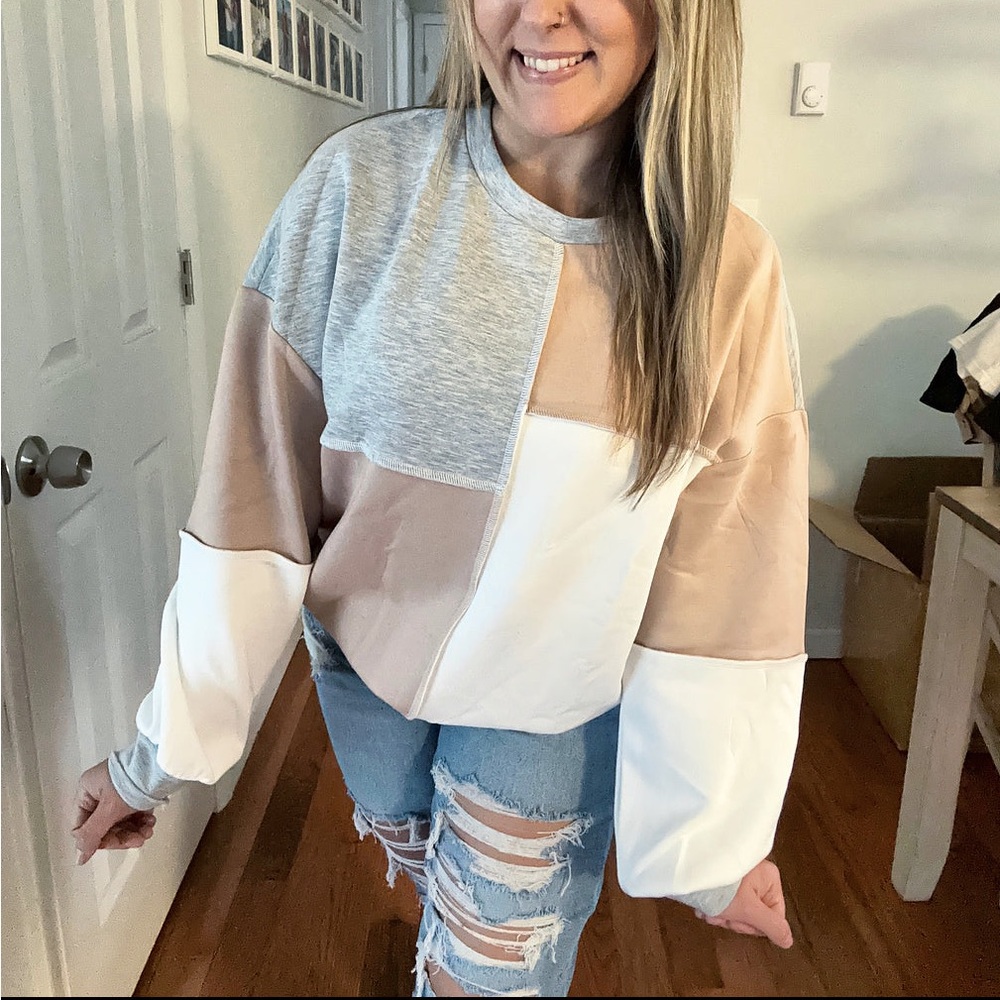 The Kennedie Colorblock Drop Shoulder Long Sleeve Top